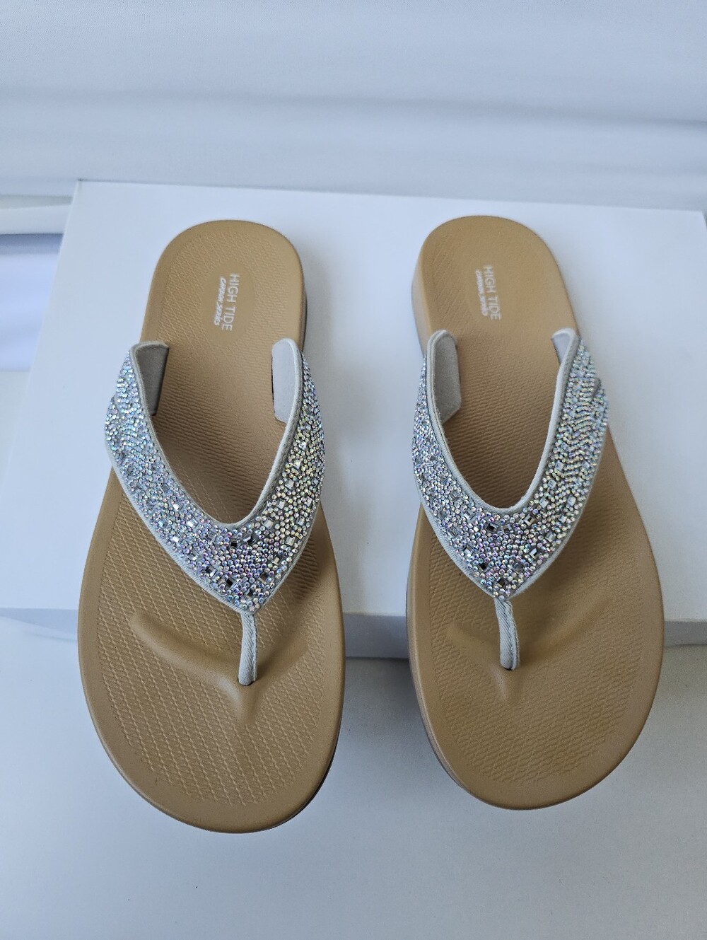 Vionic High Tide Carbon Series Rhinestone Wedge Flip Flop Sandals Size 11